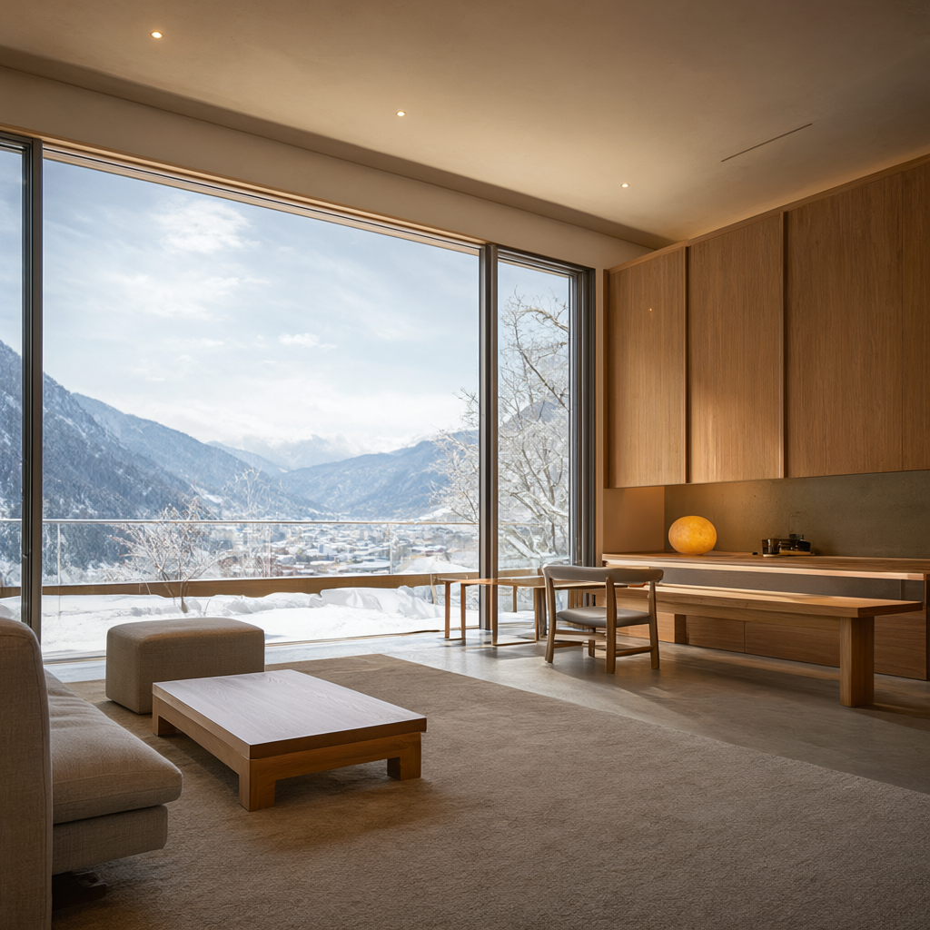 Original room with panoramic windows used as the reference for the background replacement + environmental lighting test.